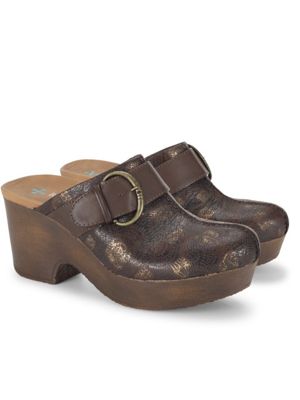 Baretraps Belita Brown Patterned Platform Clogs Mules Women’s 8.5 M